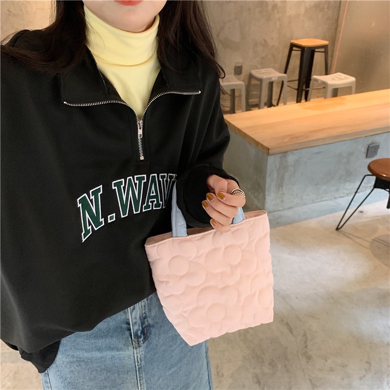 Túi xách đựng bữa ăn trưa màu trơn thời trang cao cấp cho nữ