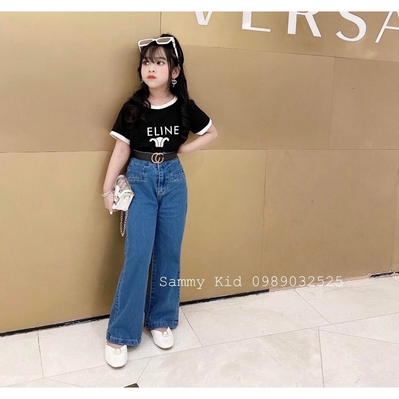 Set phông C quần bò xuông không kèm đai cho bé gái 17-30kg hottrend