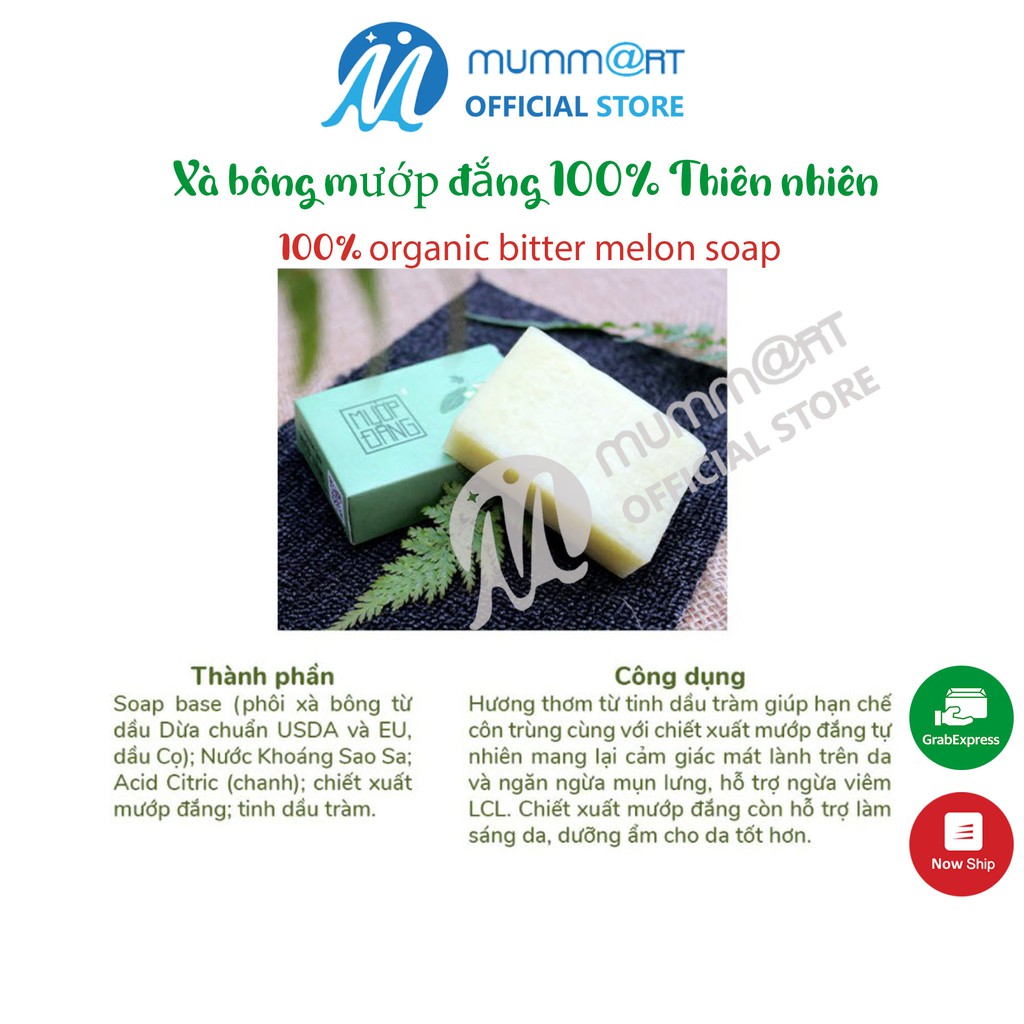 Xà bông mướp đắng sinh dược organic 100% thiên nhiên làm dịu dị ứng, mát da, ngăn mụn, Có 10 loại theo hương.