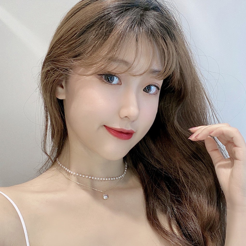 Dây Chuyền Hợp Kim 2 Lớp Đính Hạt Ngọc Trai Giả Xinh Xắn