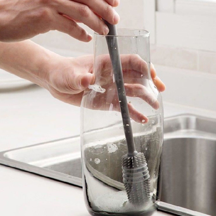 Long Handle Silicone Bottle Brush Cup Scrubber Kitchen Glass Cleaner