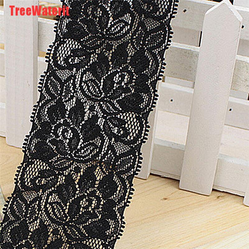 TreeWaterit 1yard 6.5cm Flower Stretch Lace Trim Sewing Dress Skirt Decor DIY Ribbon Craft