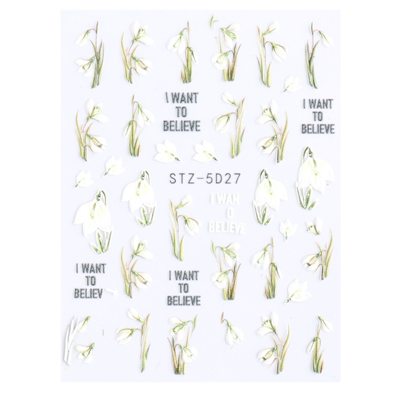 Sa Miếng Dán Trang Trí Móng Tay 5D Hình Hoa Xinh Xắn