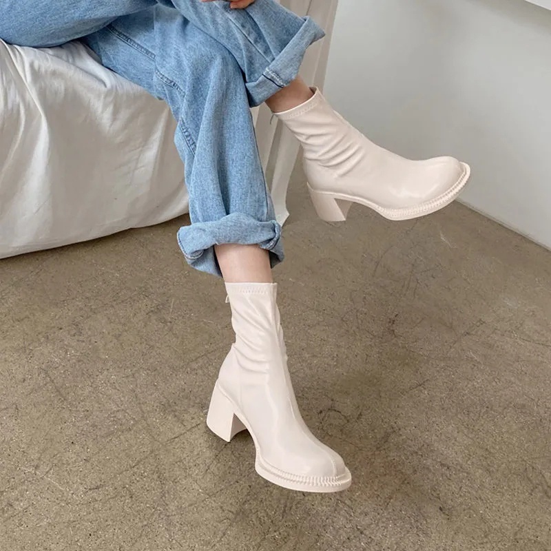 MURIOKI Bốt nữ chất liệu da Pu cao cấp, Boot nữ khoá kéo sau, lót nỉ êm