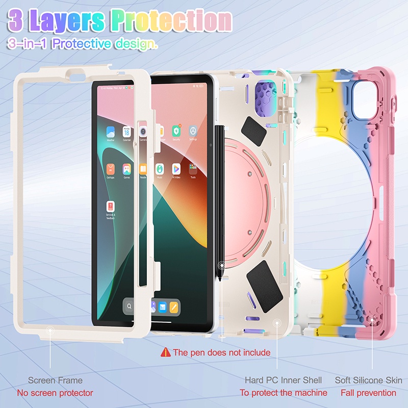 Ốp Máy Tính Bảng Chống Sốc Có Tay Cầm Xoay 360 Độ 3 Trong 1 Cho Xiaomi Pad 5 Xiaomi Mi Pad 5 Pro 11inch 2021