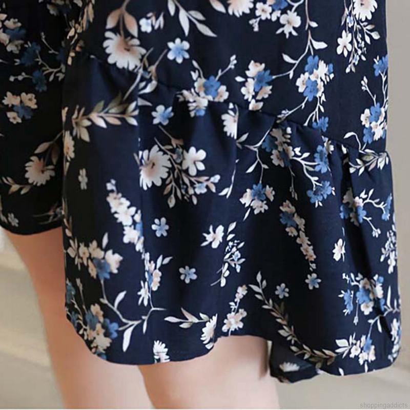 Đầm hai dây cổ chữ V hoạ tiết hoa thanh lịch vải chiffon nhẹ nhàng