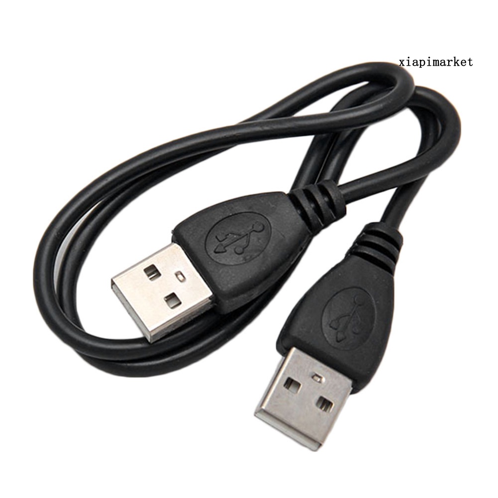 LOP_Black USB 2.0 Male To Male Extension Connector Adapter Cable Data Cord 0.5m