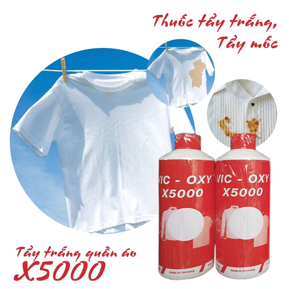 Nước Tẩy Trắng Thông Minh Vic-OXY X5000 làm trắng quần áo, chất liệu vải, sàn nhà cao cấp 500ml