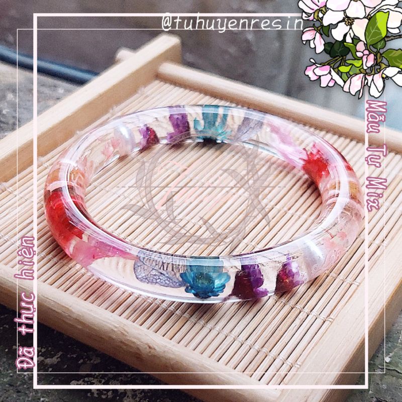 Vòng tay resin hoa khô nhà Tư Tư làm theo mẫu có sẳn_mẫu 4+_đã mix🌸◽️▫️