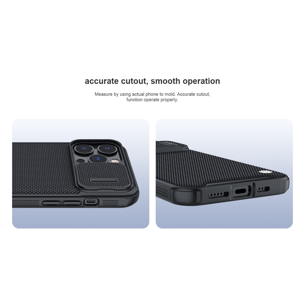Ốp Lưng Nillkin cho iPhone 14 Pro Max - 14 Max - 14 Pro - 13 Pro - 13 ProMax Textured sợi vải carbon trượt bảo vệ camera