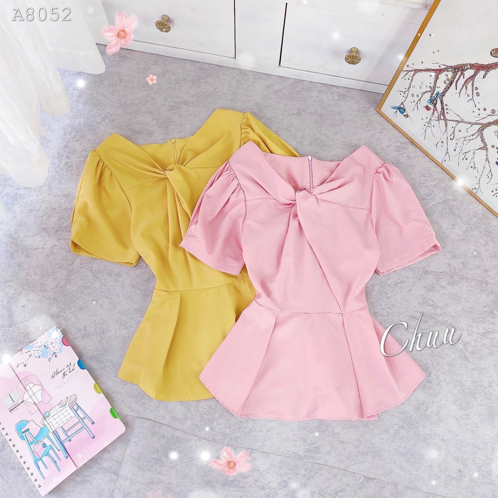 Áo peplum xoắn ngực che bụng CHUU A8052