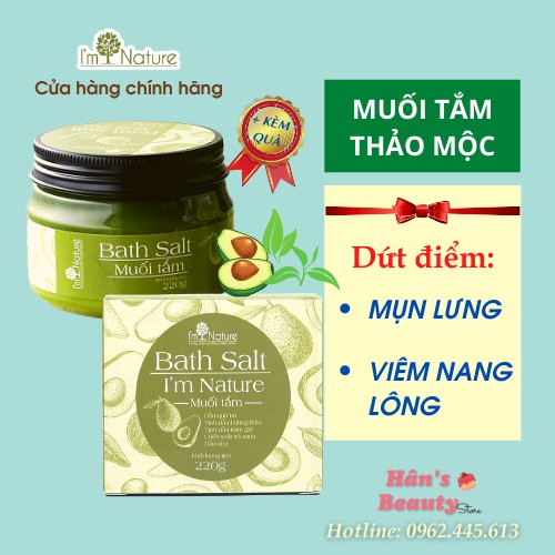 (Chính Hãng) Muối Tắm Thảo Mộc I'M NATURE Giảm Mụn Lưng - Rôm Sảy - Thâm Nang Lông 220Gr