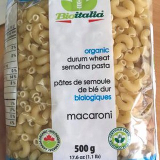 Nui ống nhỏ hữu cơ Bioitalia 500gr