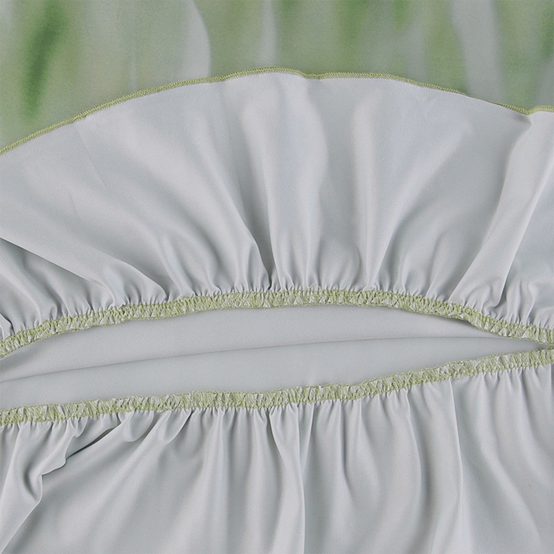 Chân Váy Midi Chữ A Eo Cao Co Giãn In Họa Tiết Hoa Lá Phối Dây Buộc Nơ Màu Xanh Lá Phong Cách Boho Cổ Điển Cho Nữ