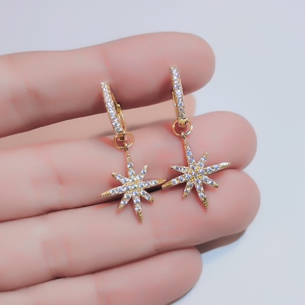 [Jiudoulan] Bông Tai Ngôi Sao Đính Kim Cương Giả Sang Trọng Đơn Giản Hàn Quốc
