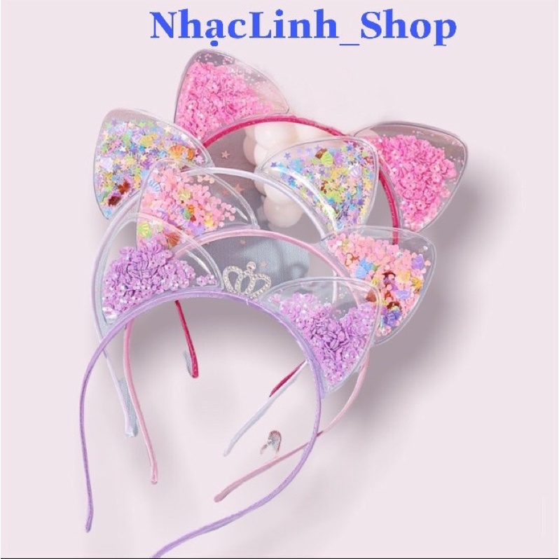 Bờm Cài Tóc Hình Tai Mèo Óng Ánh Xinh Xắn Cho Bé Gái