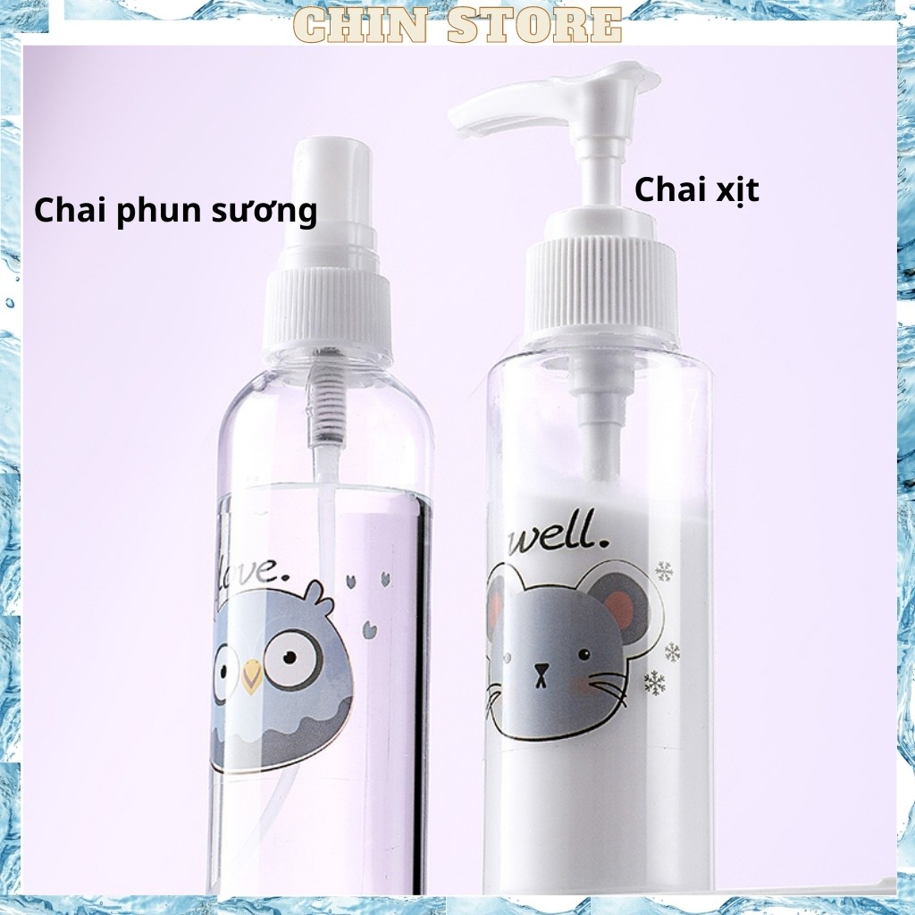 Lọ chiết mỹ phẩm, chai chiết mỹ phẩm nước hoa, phun sương, hình ngộ nghĩnh 50ml,70ml,100ml