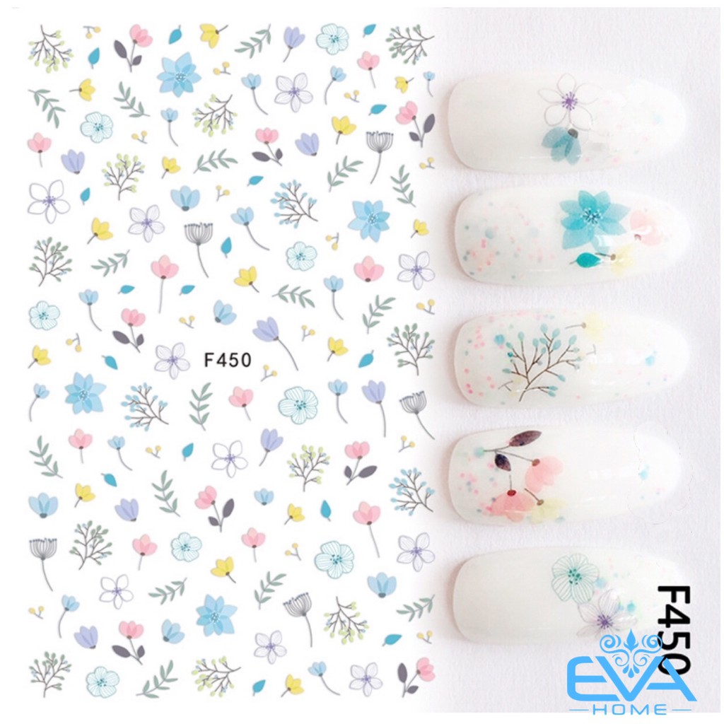 Miếng Dán Móng Tay 3D Nail Sticker Tráng Trí Hoạ Tiết Bông Hoa F450