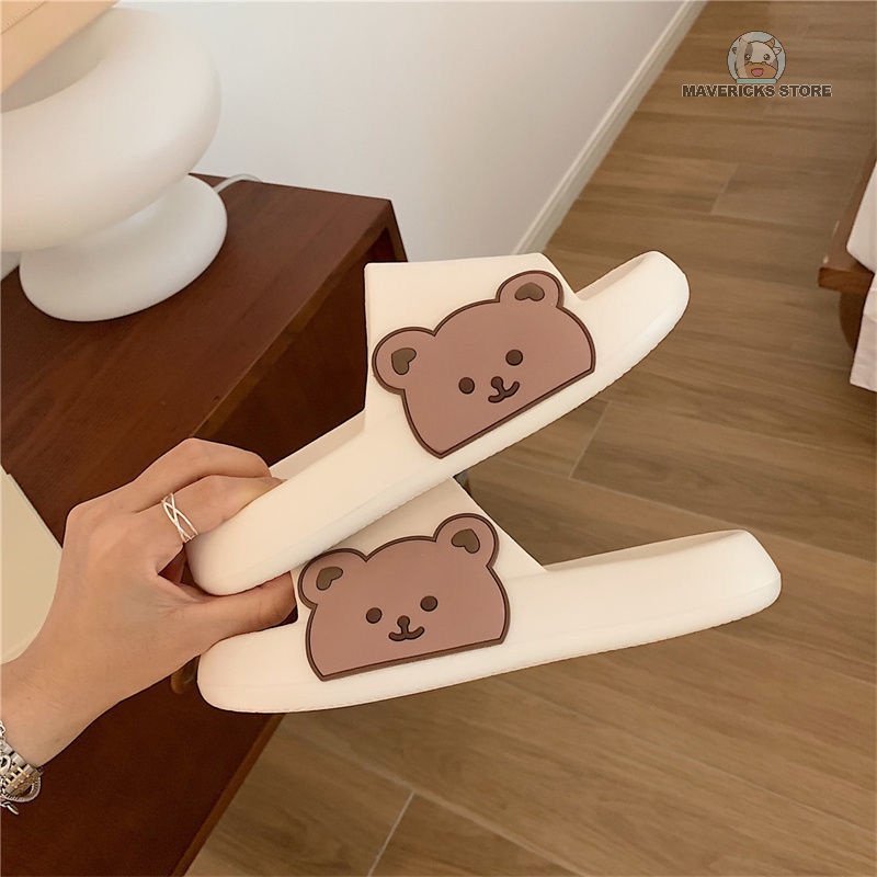 Xăng đan Đế Dày Có Đệm Thoải Mái Chất Lượng Cao In Hình Gấu Dễ Thương Cho Nữ