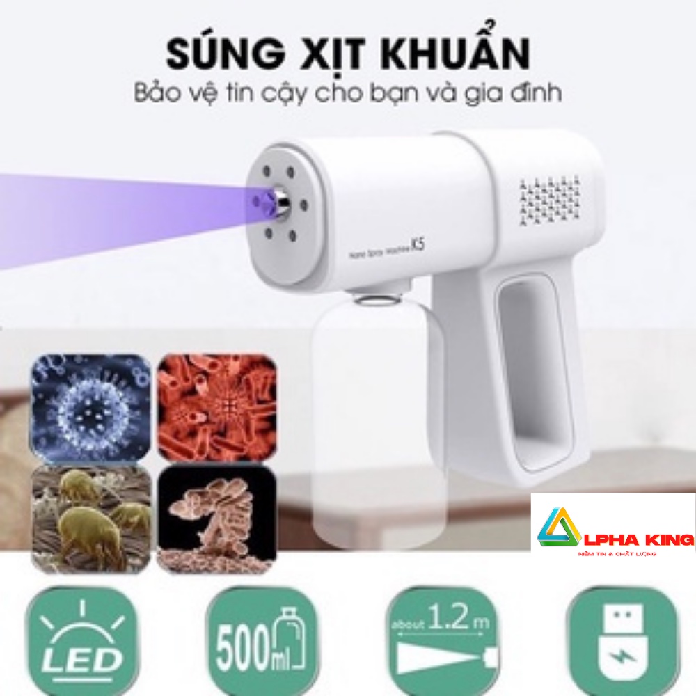 [Hot-Chính Hãng] Máy Phun Khử Khuẩn Nano K5 PRO Tia UV, Máy Xịt Khử Khuẩn Cầm Tay, Máy Diệt Khuẩn Nano Siêu Tiện Lợi | BigBuy360 - bigbuy360.vn