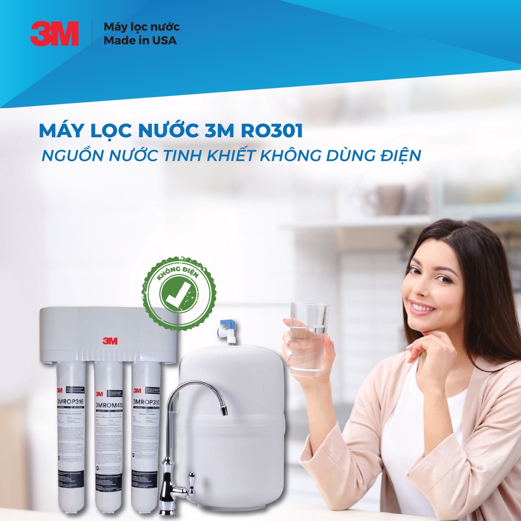 Máy lọc nước 3M RO 301 Cao Cấp Không Dùng Điện Công Suất 5.678L