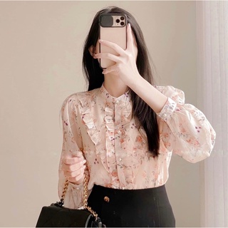 Áo sơ mi hoa phong cách thời trang công sở Xuân hè A63