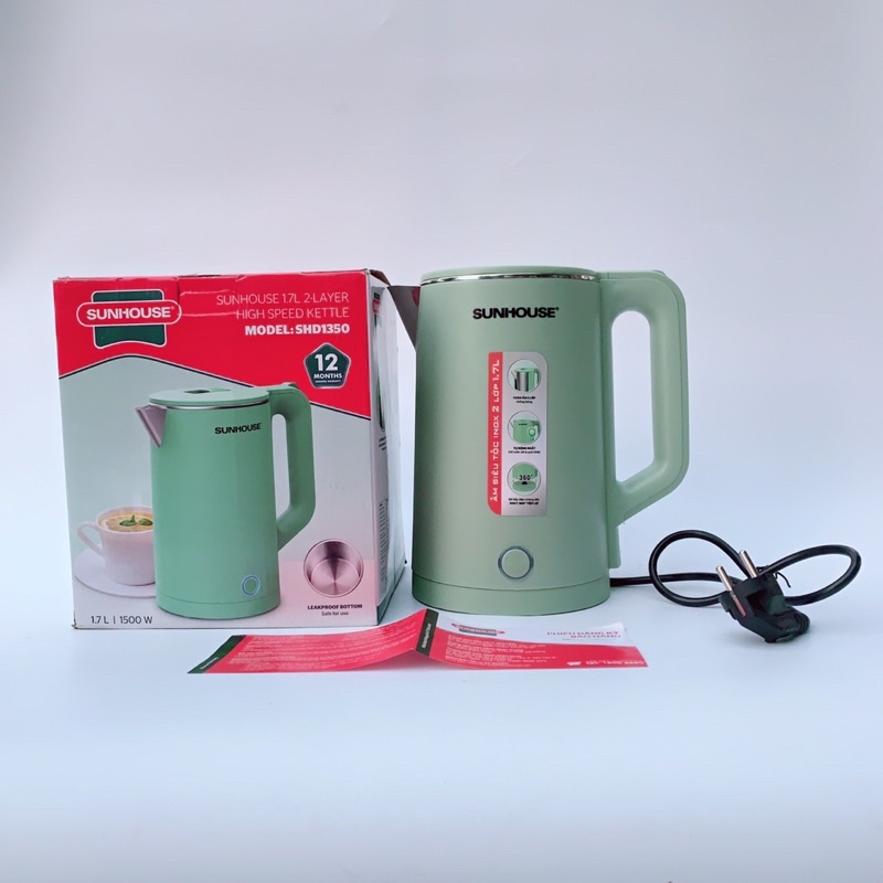 Ấm siêu tốc SUNHOUSE Inox 2 lớp 1.7L SHD1350