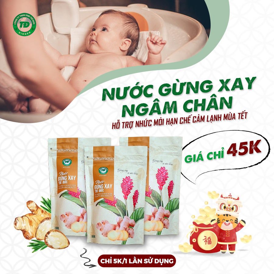 Nước gừng xay Trí Đức dùng để tắm hoặc ngâm chân
