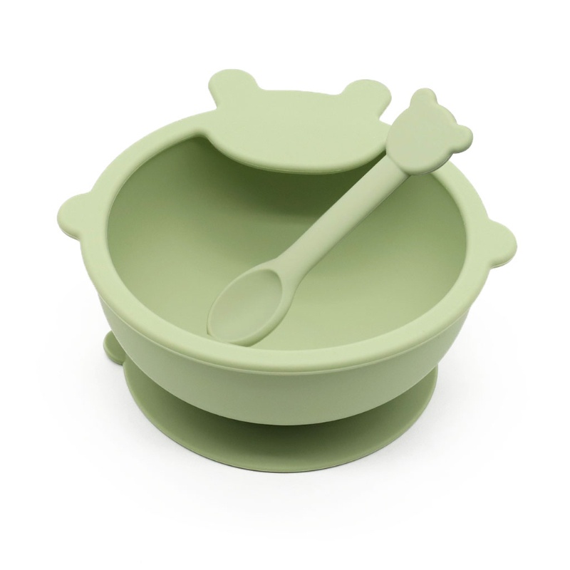 Bộ 2 Dụng Cụ Tập Ăn Bằng Silicone Không Thấm Nước Chống Trượt Cho Bé