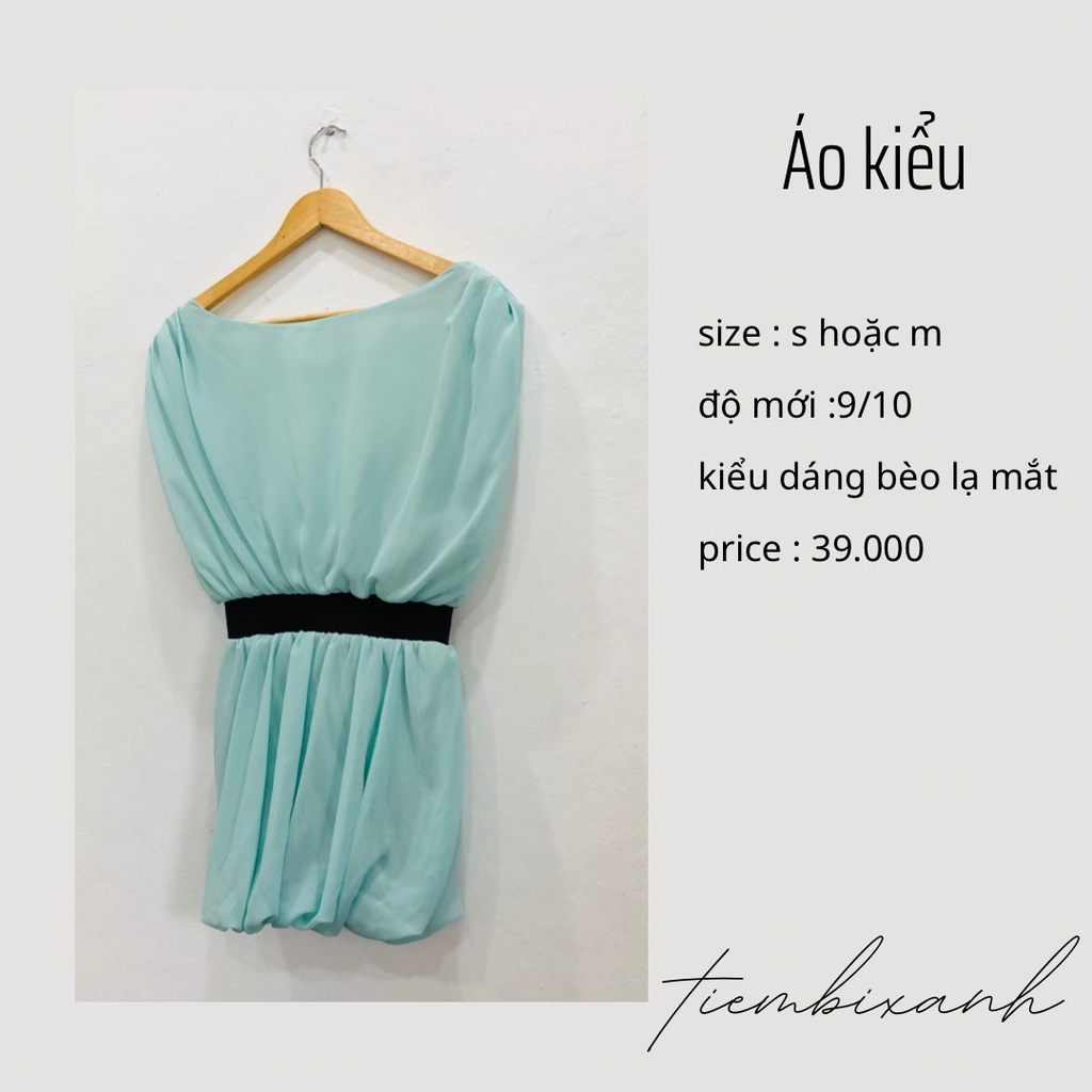2hand - Áo kiểu màu xanh ngọc dáng bèo độc đáo - AK14 - tiembixanh