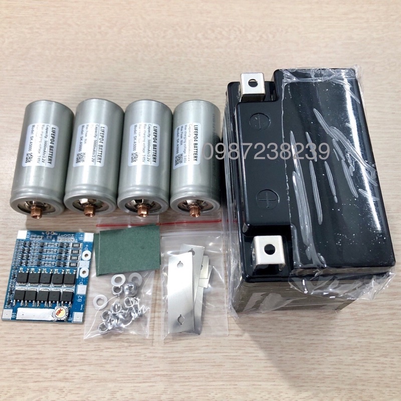 Combo Pin LifePO4 tự làm Acquy Lithium xe máy