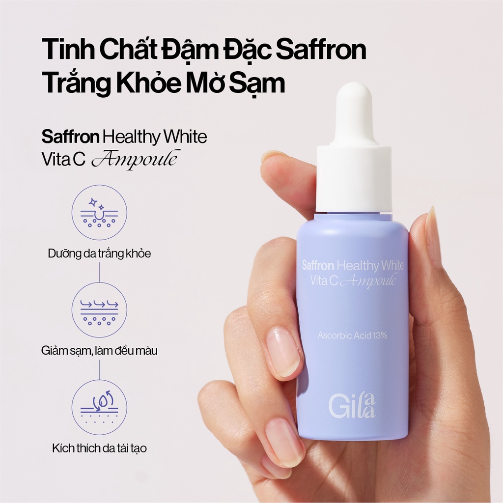 Bộ đôi saffron Gilaa siêu trắng sáng Kem nâng tông da 40ml và Tinh chất nhụy hoa nghệ tây đậm đặc 30ml