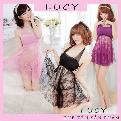 Váy Ngủ Sexy Ren 3 Dây, Ren Mỏng Nhìn Xuyên Thấu Rất Gợi Cảm
