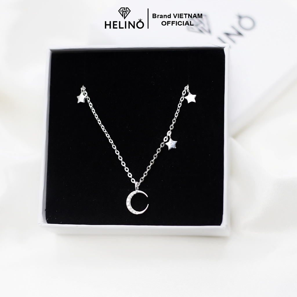 Dây chuyền bạc nữ HELINO trăng sao đính đá lấp lánh, trang sức phụ kiện thời trang tinh tế C07