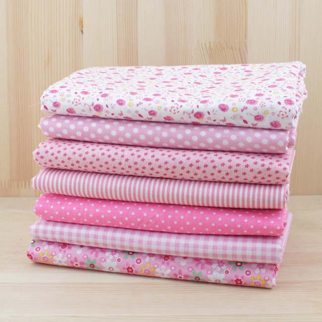 Set 7 Tấm Vải cotton Màu Hồng Trơn Kích Thước 50 * 50cm