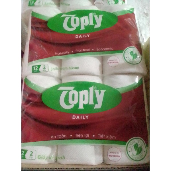 12 cuộn giấy vệ sinh 2 lớp Toply