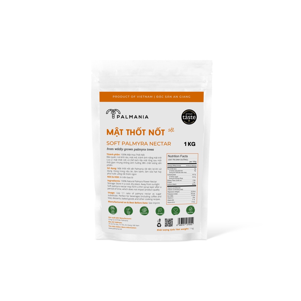 PALMANIA Mật thốt nốt sệt 1KG | 1 sao Great Taste Awards 2021 | Nguyên Chất, Tự Nhiên & Vì Sức Khỏe | Đặc sản An Giang