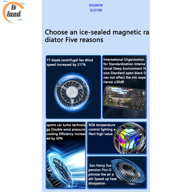 Quạt Làm Mát Gt18 Có Đèn Rgb Tích Hợp Nam Châm Làm Mát Điện Thoại Tiện Dụng