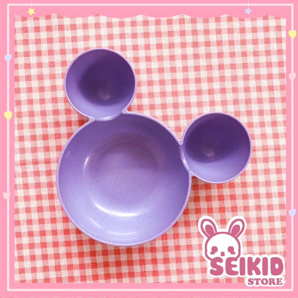 Khay ăn dặm lúa mạch hình Mickey an toàn cho bé 3 khoang chứa thức ăn Seikid Store