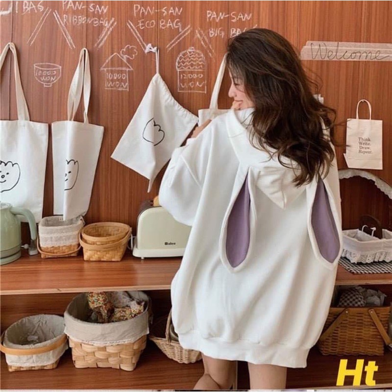 Áo hoodie nỉ mũ tai thỏ to đại | BigBuy360 - bigbuy360.vn
