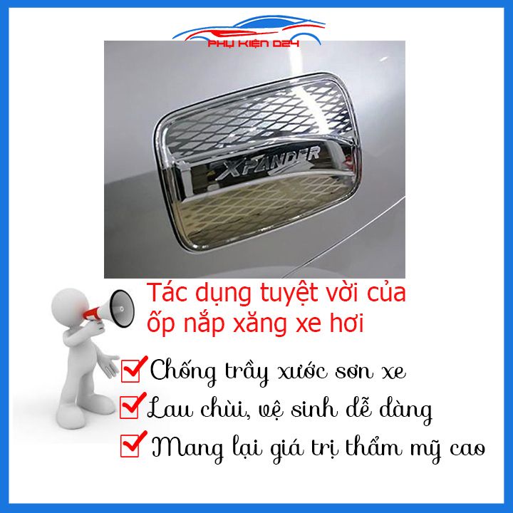 Ốp nắp bình xăng Xpander 2018-2019-2020-2021-2022-2023 mạ crom chống trầy trang trí ô tô