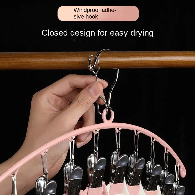 Giá Đỡ 10 Kẹp Phơi Quần Áo Chống Gió Bằng Thép Không Gỉ