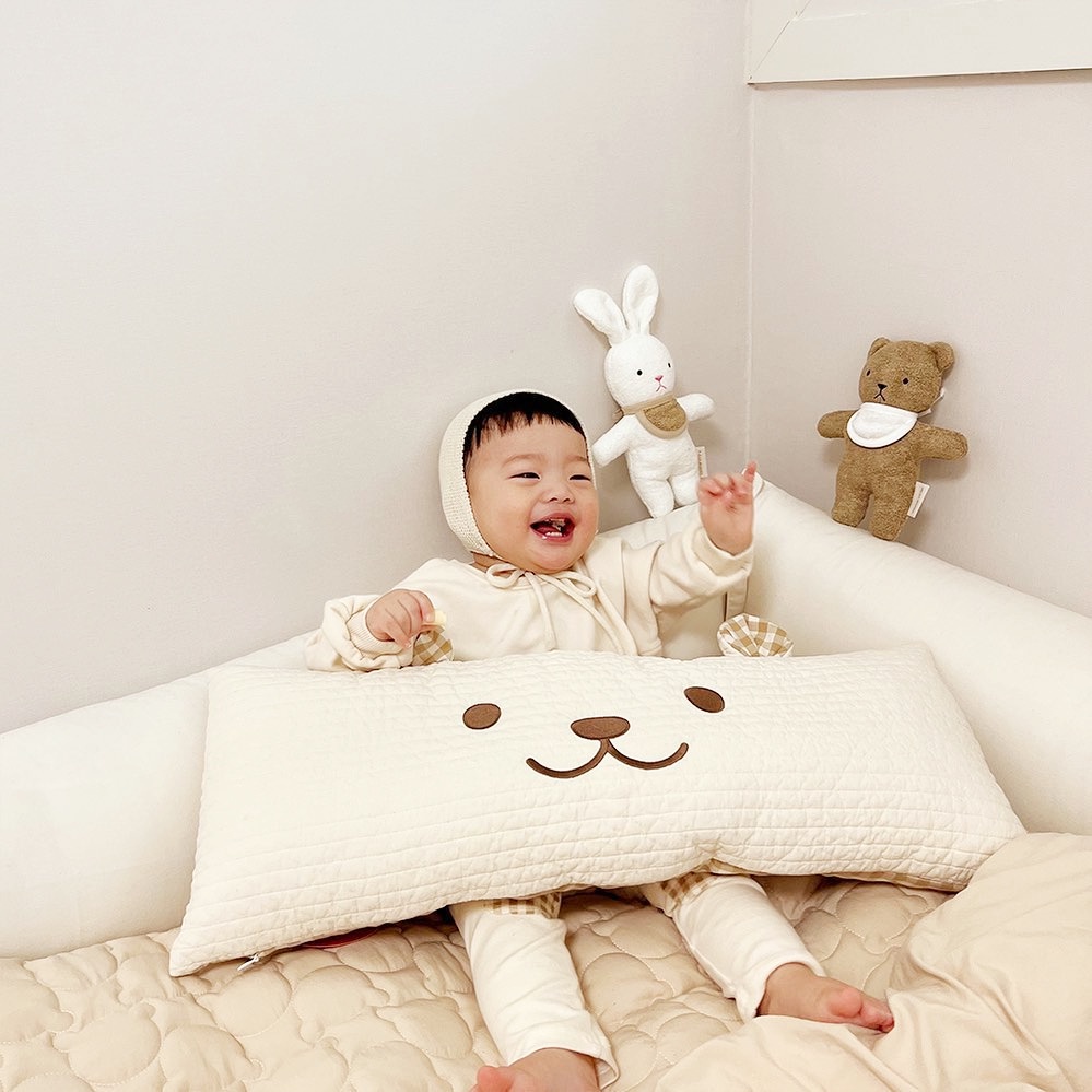 Gối Thêu Hình Gấu Dễ Thương Dùng Làm Đạo Cụ Chụp Ảnh Cho Bé