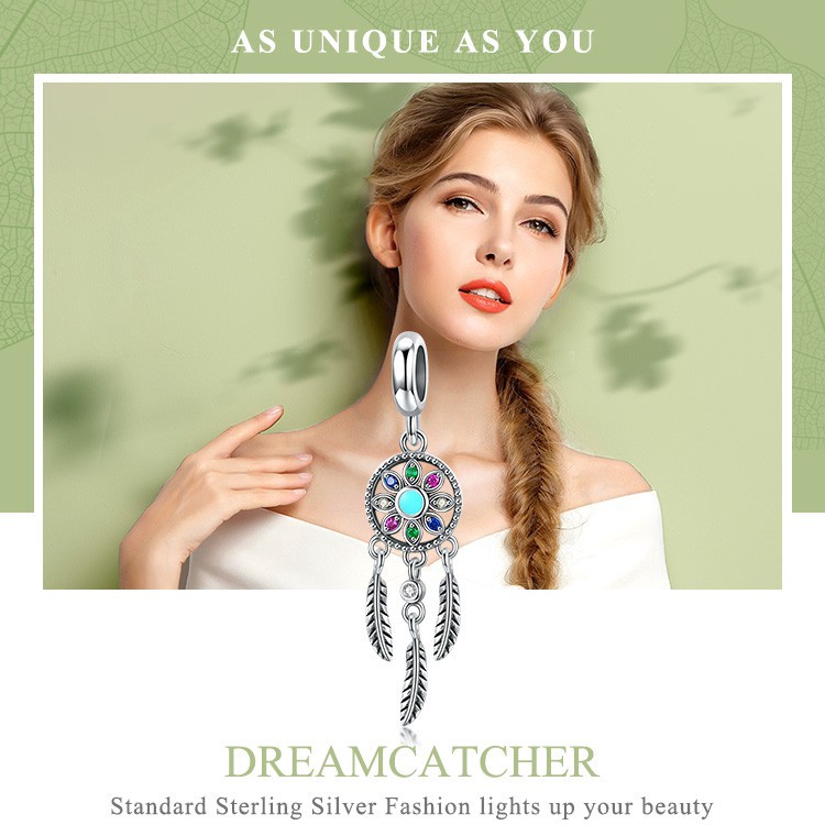 Hạt charm Bamoer hình Dreamcatcher phối đá độc đáo