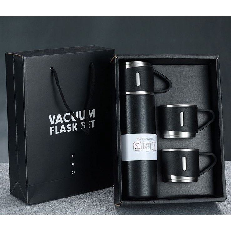 Bình Giữ Nhiệt kèm 2 Ly Vacum Flask 500ml Inox Cao Cấp, Giao Màu Ngẫu Nhiên