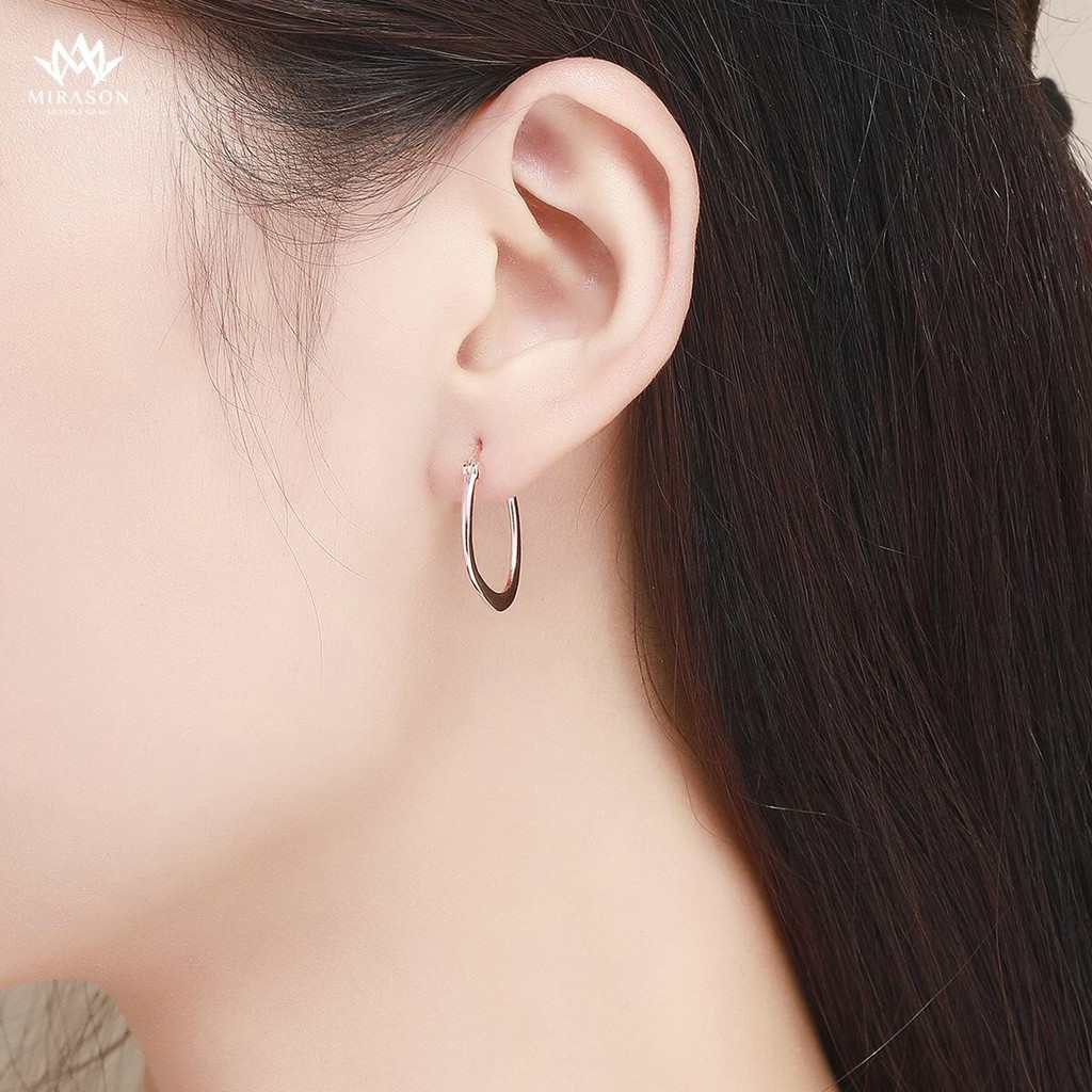 Khuyên Tai Bạc Nữ MIRASON Tròn Trơn Chốt Vặn MBT197 -  Bông Tai Nữ Bạc 925 Cao Cấp