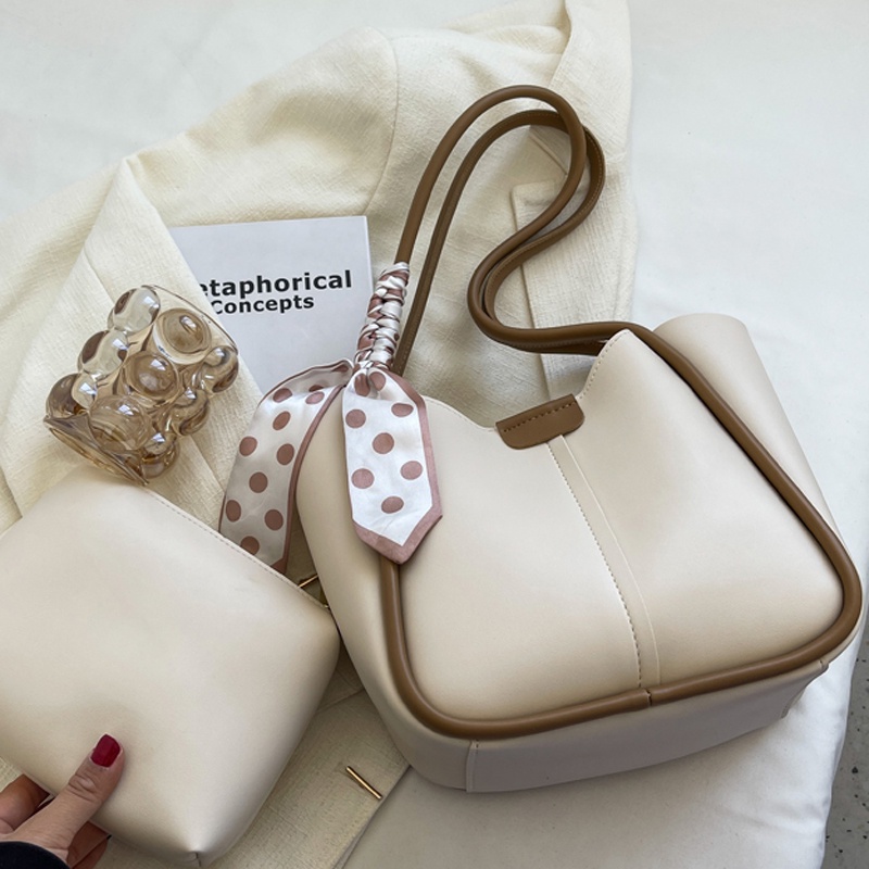 Ielgy Túi tote Đeo Vai Bằng Lụa Tinh Tế Đơn Giản Màu Sắc Tương Phản Thời Trang Dễ Phối Đồ Cho Mẹ Và Con Gái