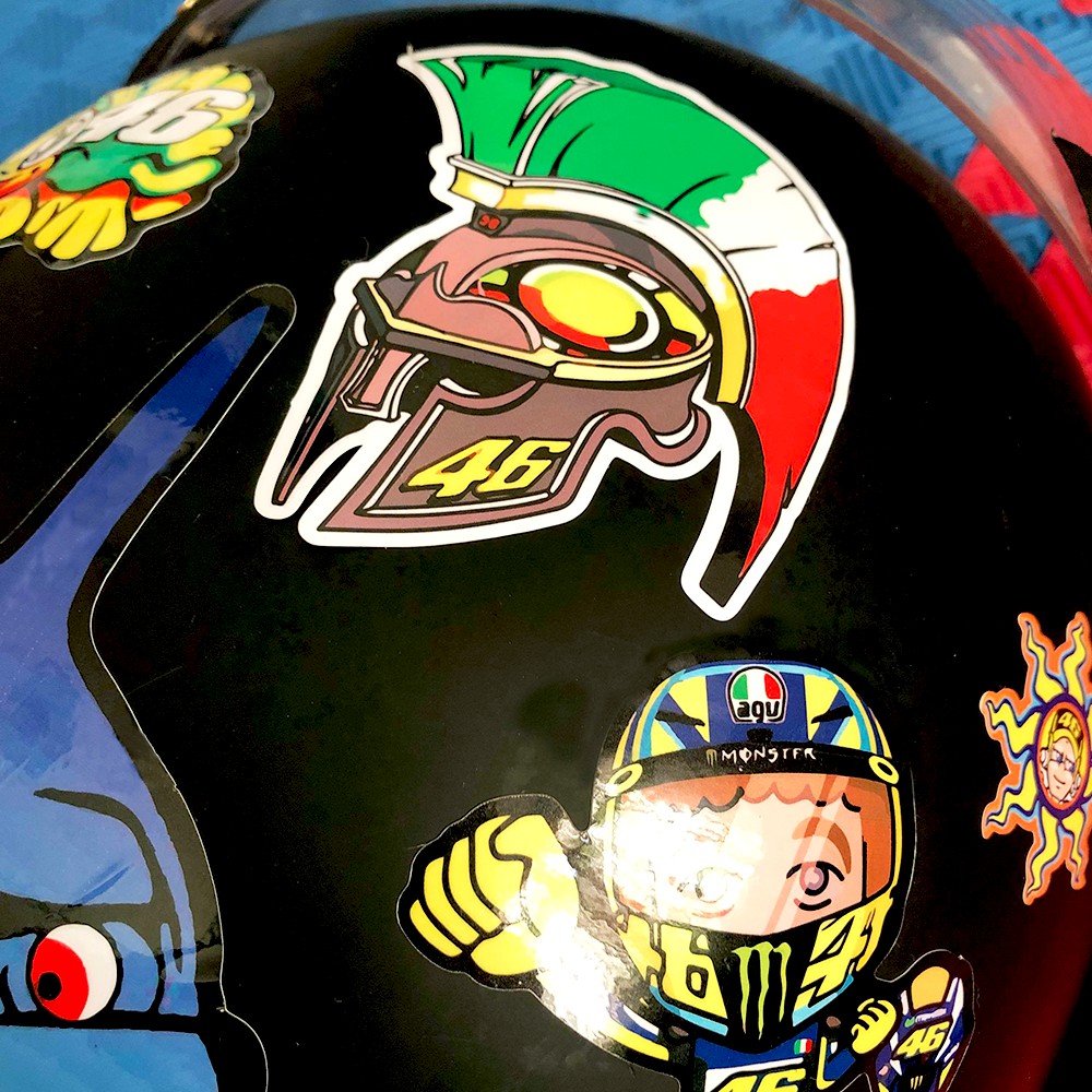 Tem 46 Rossi Agv Monster Tem Cá Mập Dán Xe Máy Mũ Bảo Hiểm - Khổ A4