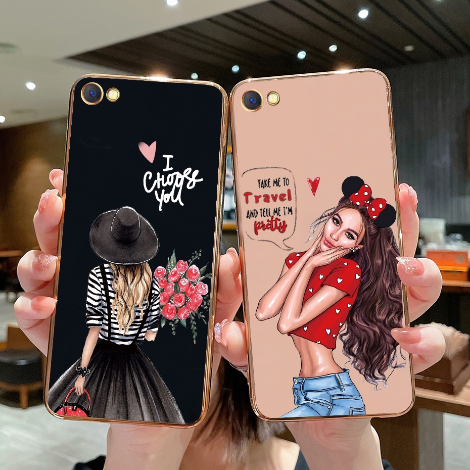 Ốp Điện Thoại Mềm Dáng Vuông Mạ Viền Sang Trọng Cho OPPO A59 F1s A1601