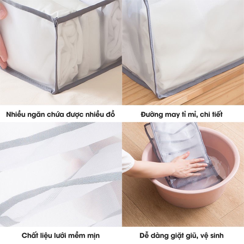 Combo 3 Hộp Đựng Tất Và Đồ Lót Nhiều Ngăn Dạng Vải Lưới Tiện Lợi ,Khay Xếp Chia Ô Đựng Đồ Để Tủ Quần Áo 88308 Chợ Tốt